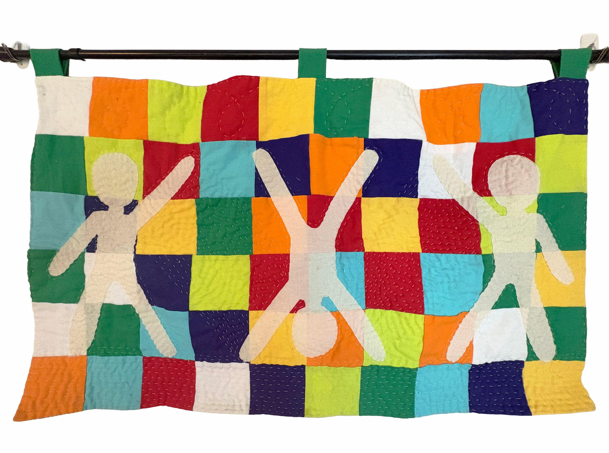 Kartwheeling Through It, Hand Quilted Cotton, 30"x 18", 2024